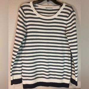 DE Collection~Lovely Striped Knit Sweater~Scoop Neck~Full Length Sleeve~Size M